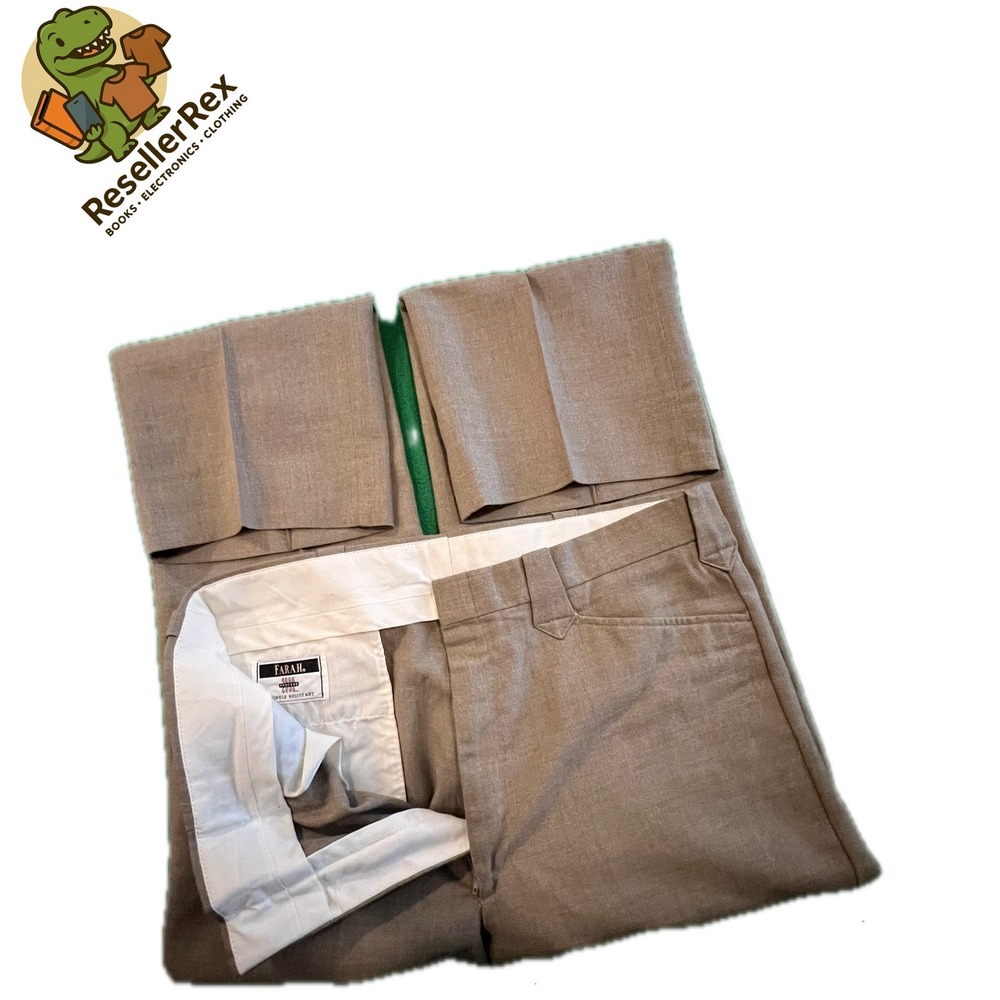 Farah Mens Dress Pants Size 38x32 Gray Wrinkle Resistant Trousers‎